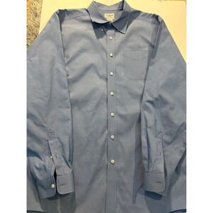 LL Bean Traditional Fit Blue Button Up Shirt Mens XL Cotton Long Sleeve‎